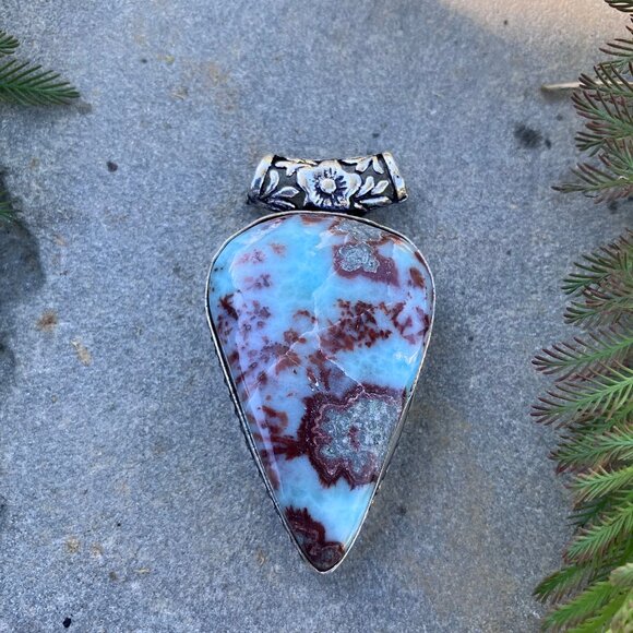 Red and Blue Larimar Pendant Stone Crystal Jewelry - Picture 3 of 10